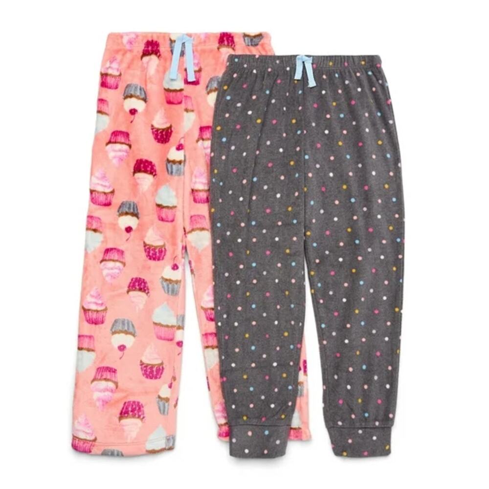 Cozy Jams Girls 2-Pack Fleece Pajama Pants – Cupcake & Polka Dot Prints
